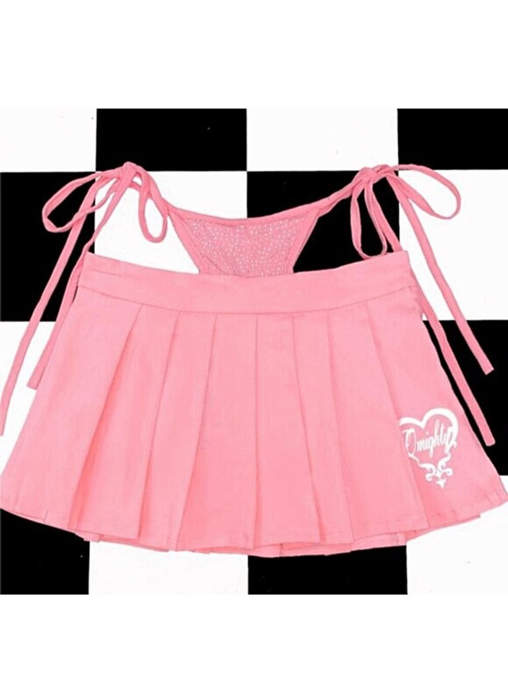 OMIGHTY low rise baby pink pleated mini skirt